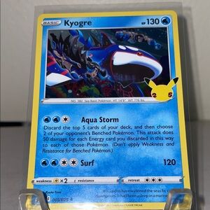 Holo Kyogre card from the Celebrations 25th Anniversary set. (Engl)